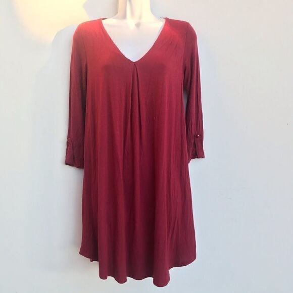 Alya Maroon long sleeve jersey dress - Picture 2 of 7